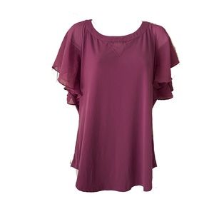New York & Co. purple ruffle sleeves top